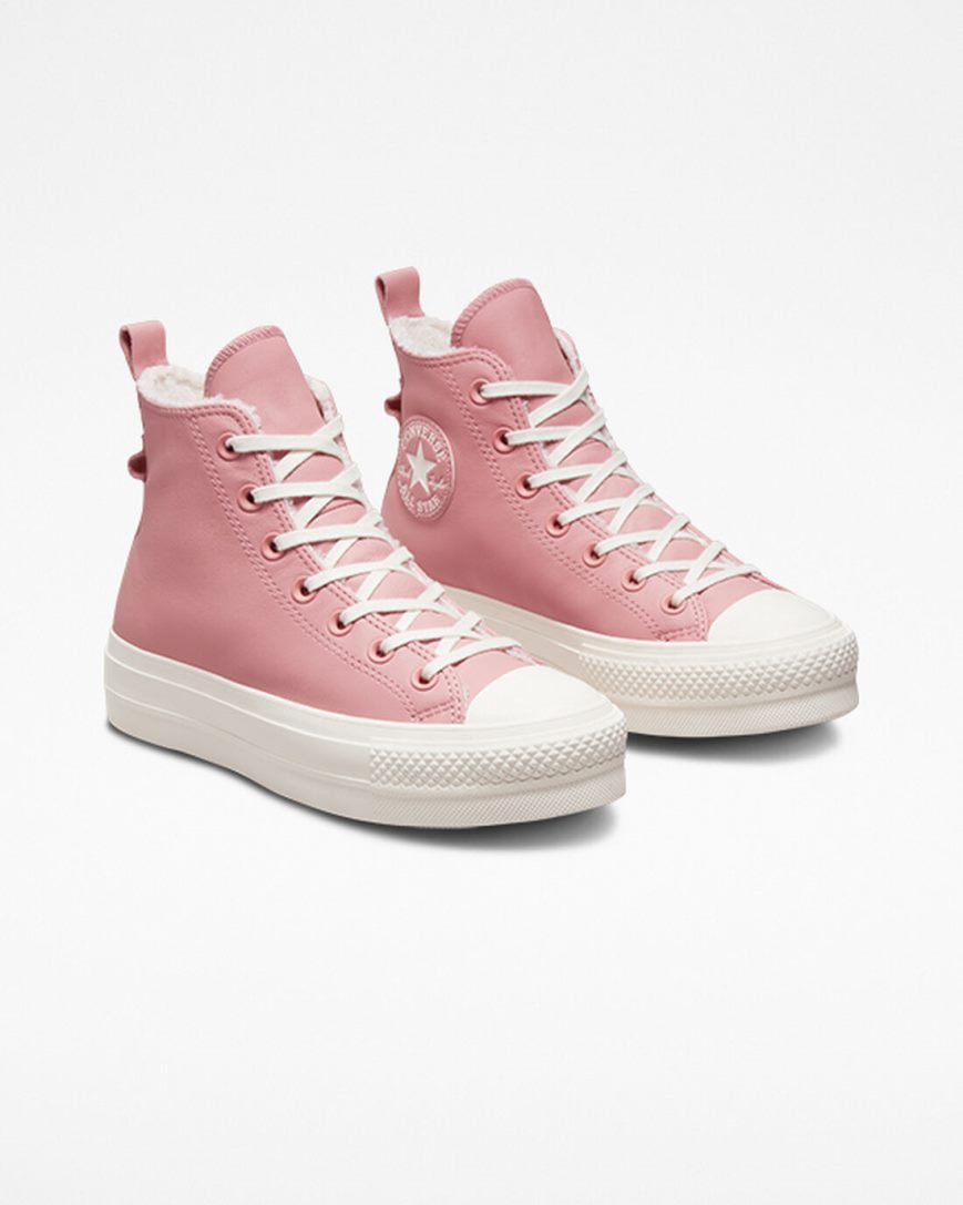 Topanky Na Platforme Converse Chuck Taylor All Star Lift Podsite Kozene Vysoke Damske Ruzove | SK 11F5KO0